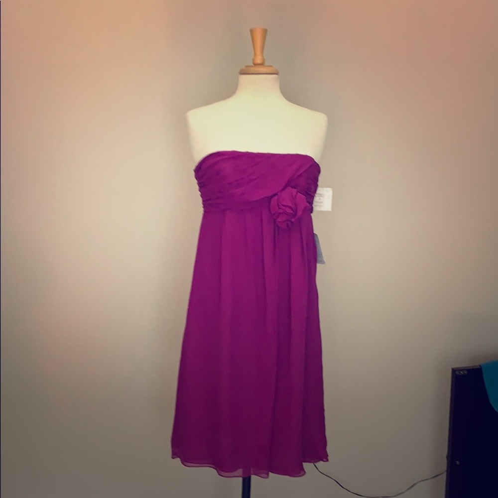 Suzy Chin purple silk strapless dress